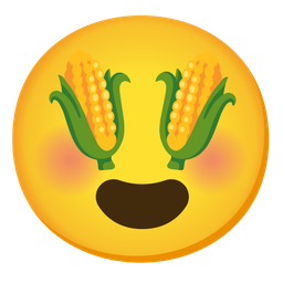 smiling face with heart-eyes and ear of corn