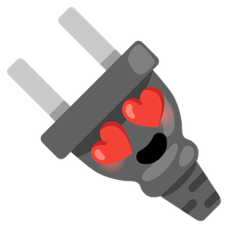 smiling face with heart-eyes and electric plug