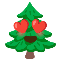 smiling face with heart-eyes and evergreen tree
