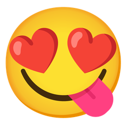 Smiling face with heart-eyes and Face savoring food