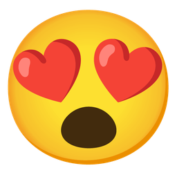 smiling face with heart-eyes and face with open mouth