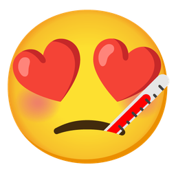 smiling face with heart-eyes and face with thermometer