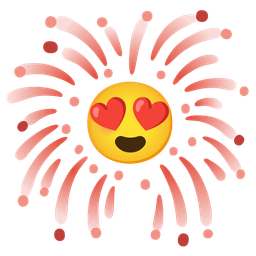 smiling face with heart-eyes and fireworks