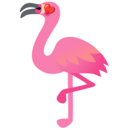 smiling face with heart-eyes and flamingo