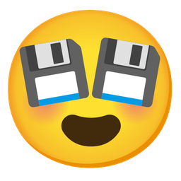 smiling face with heart-eyes and floppy disk