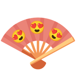 smiling face with heart-eyes and folding hand fan