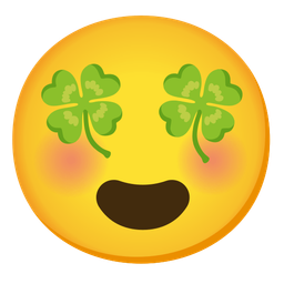 smiling face with heart-eyes and four leaf clover