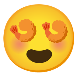 smiling face with heart-eyes and fried shrimp
