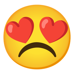 smiling face with heart-eyes and frowning face