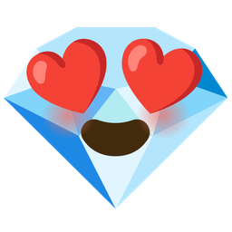 smiling face with heart-eyes and gem stone