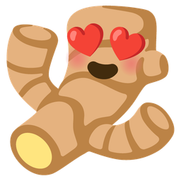 smiling face with heart-eyes and ginger root