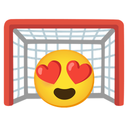 smiling face with heart-eyes and goal net