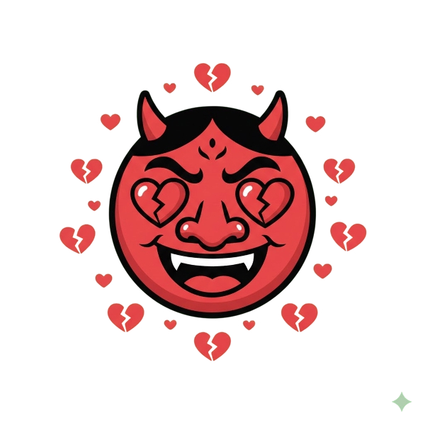 Smiling face with heart-eyes and Goblin