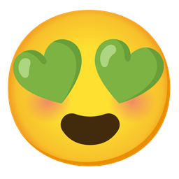 smiling face with heart-eyes and green heart