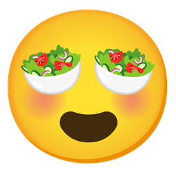 smiling face with heart-eyes and green salad