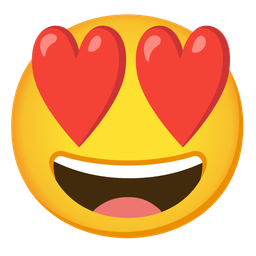 Smiling face with heart-eyes and Grinning face with big eyes