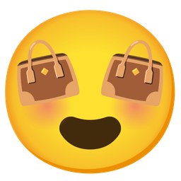 smiling face with heart-eyes and handbag