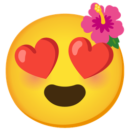 smiling face with heart-eyes and hibiscus