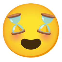 smiling face with heart-eyes and hourglass done