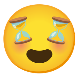 smiling face with heart-eyes and hourglass not done