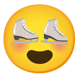 smiling face with heart-eyes and ice skate