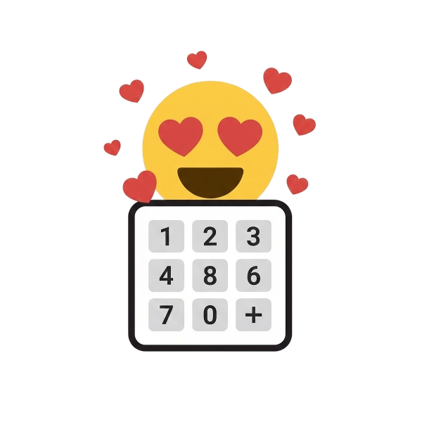 Smiling face with heart-eyes and Input numbers
