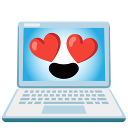 smiling face with heart-eyes and laptop