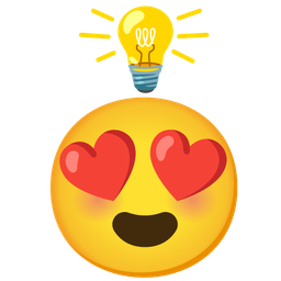 smiling face with heart-eyes and light bulb