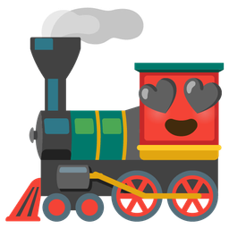 smiling face with heart-eyes and locomotive