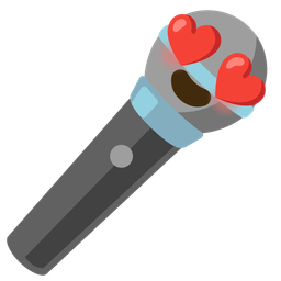smiling face with heart-eyes and microphone