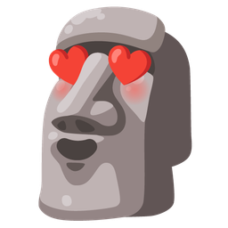 smiling face with heart-eyes and moai