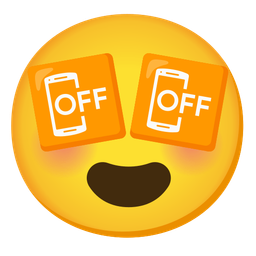 smiling face with heart-eyes and mobile phone off