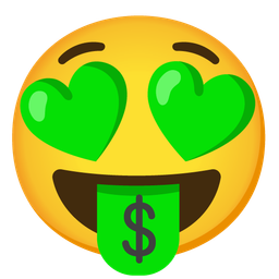 Smiling face with heart-eyes and Money-mouth face