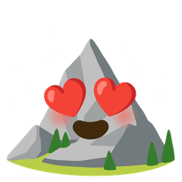 smiling face with heart-eyes and mountain
