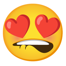 smiling face with heart-eyes and mouth