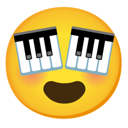 smiling face with heart-eyes and musical keyboard