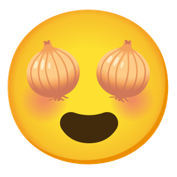 smiling face with heart-eyes and onion