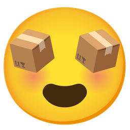smiling face with heart-eyes and package