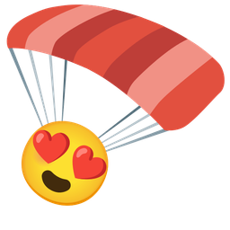 smiling face with heart-eyes and parachute
