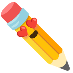 smiling face with heart-eyes and pencil