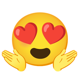 smiling face with heart-eyes and person shrugging