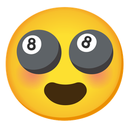 smiling face with heart-eyes and pool 8 ball