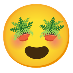smiling face with heart-eyes and potted plant