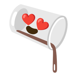 smiling face with heart-eyes and pouring liquid