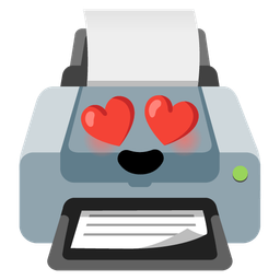 smiling face with heart-eyes and printer