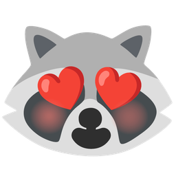 smiling face with heart-eyes and raccoon