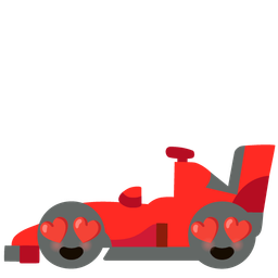 smiling face with heart-eyes and racing car