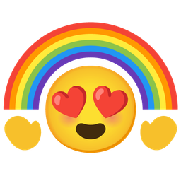smiling face with heart-eyes and rainbow
