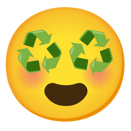 smiling face with heart-eyes and recycling symbol