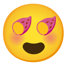 smiling face with heart-eyes and roasted sweet potato